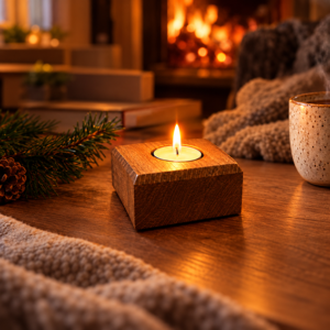 Dekorativni leseni svečnik Cozy